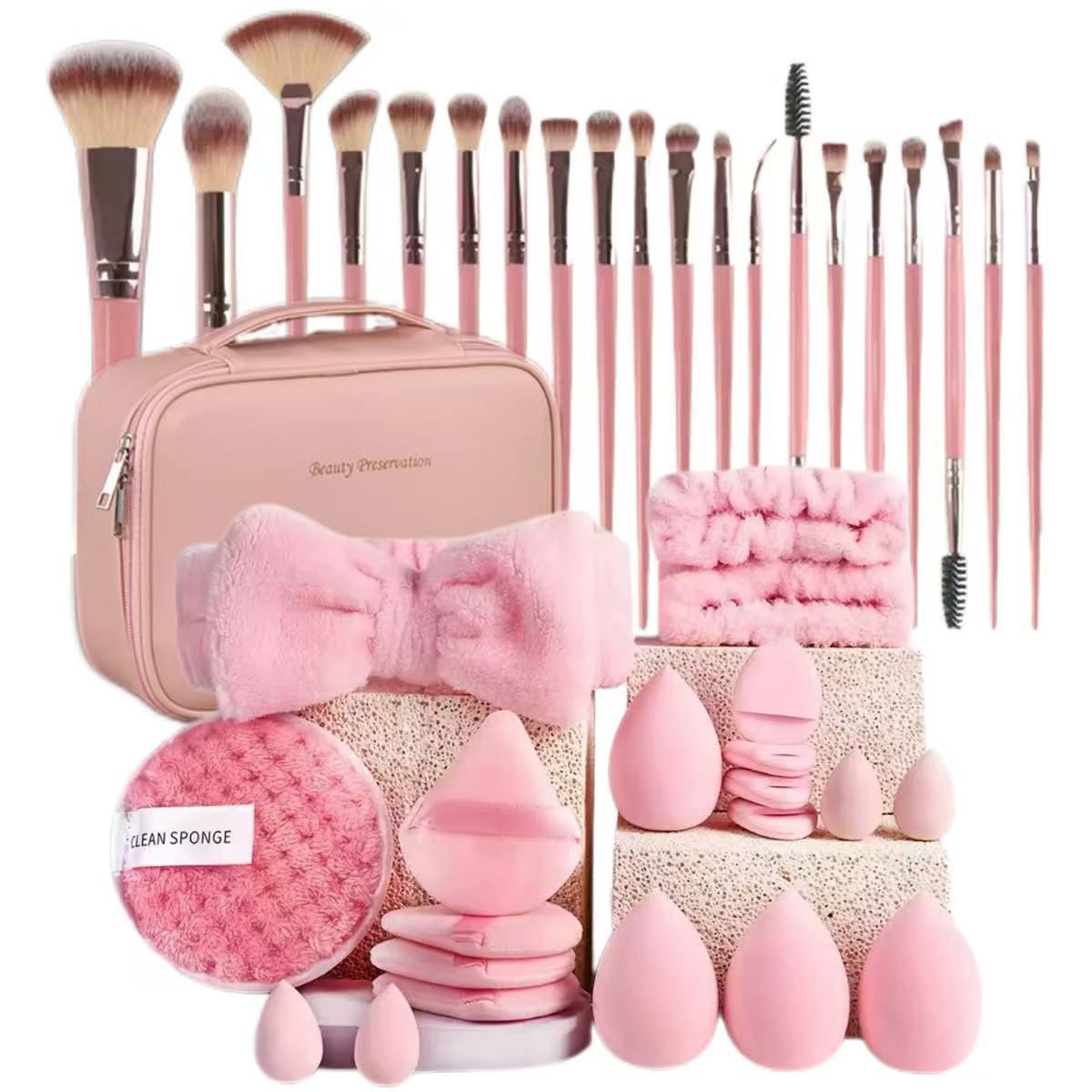 Professional Makeup Brush Set, 7-Piece Cosmetic Tool Kit, Includes Foundation Sponge & Blending Puff, Ideal Gift for Women, Daily Use Essentials, Makeup Brushes Kits