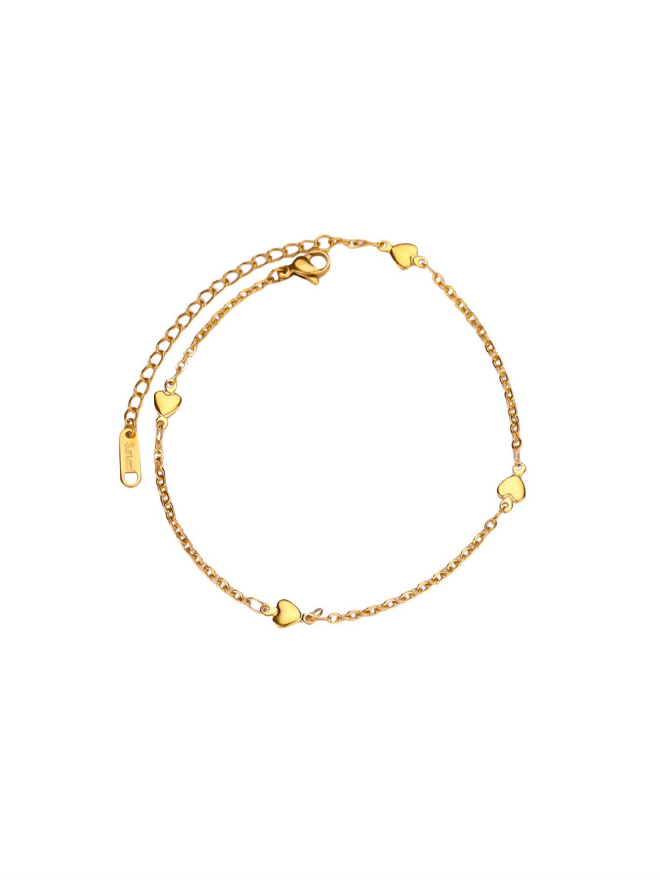 1 Pcs Stainless Steel Heart Anklets for Women Summer Beach Leg Chain Ankle Bracelet Femme Fashion Waterproof Jewelry,Perfect Gifts for Birthday,Party,Wedding,Anniversary,Mother's Day,Vacation,Daily