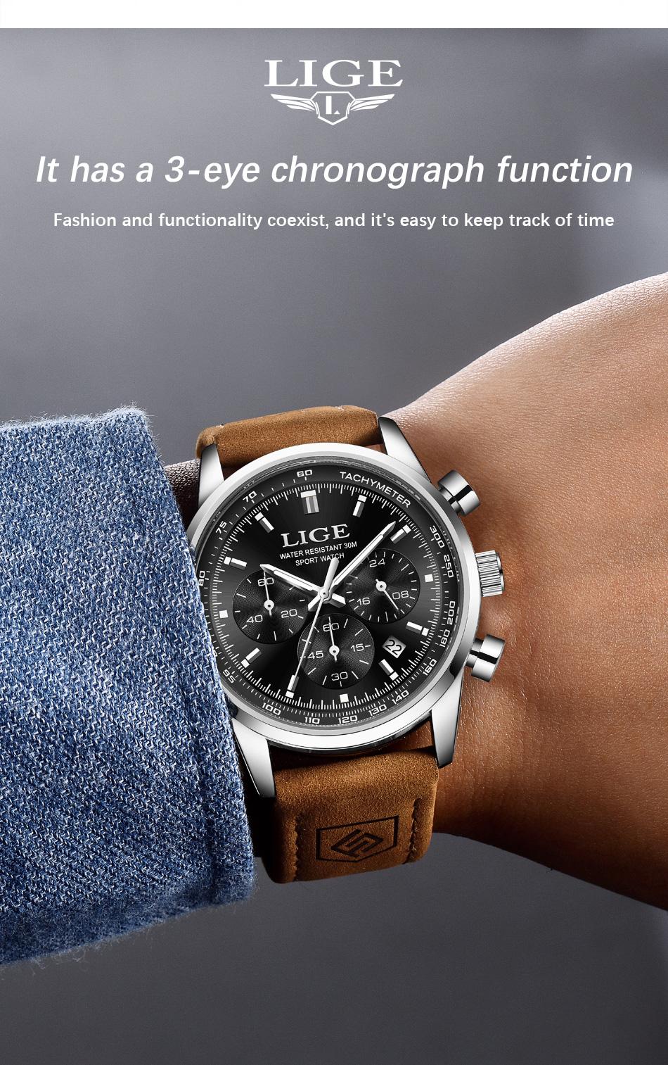 Sports waterproof watch Fashion quartz watch Panda eye men's watch