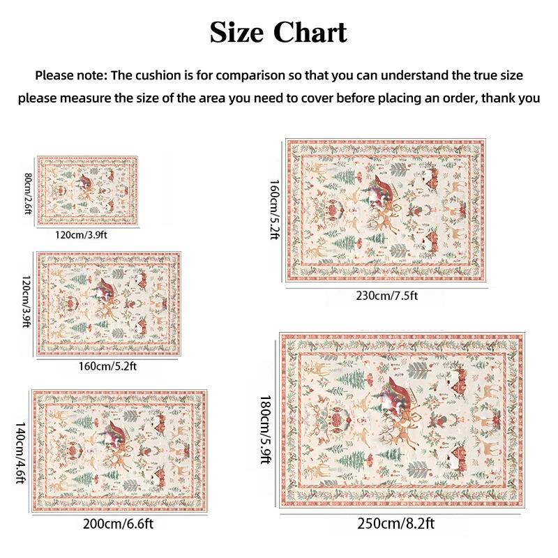 Christmas Theme Home Decor Carpet, Santa Claus & Christmas Tree Print Rug, Soft Non-Slip Washable Mat for Living Room Bedroom Sofa Dining Area, Home Decorative Rugs