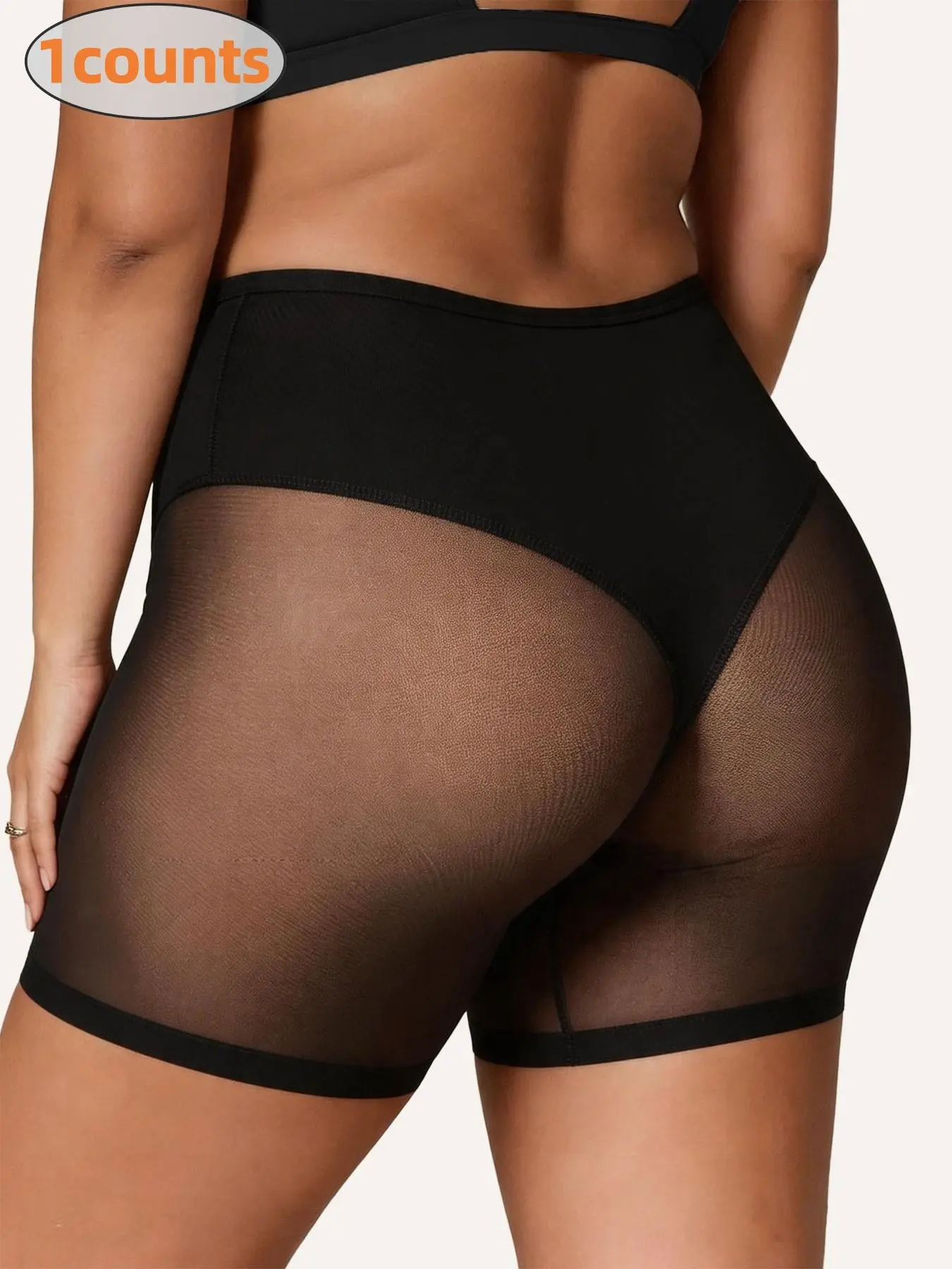 Women's High Waist Seamless Mesh Shaping Shorts, Shapewear, Firm Tummy Control, Medium Pressure, Comfortable Daily Wear & Fitness Underwear