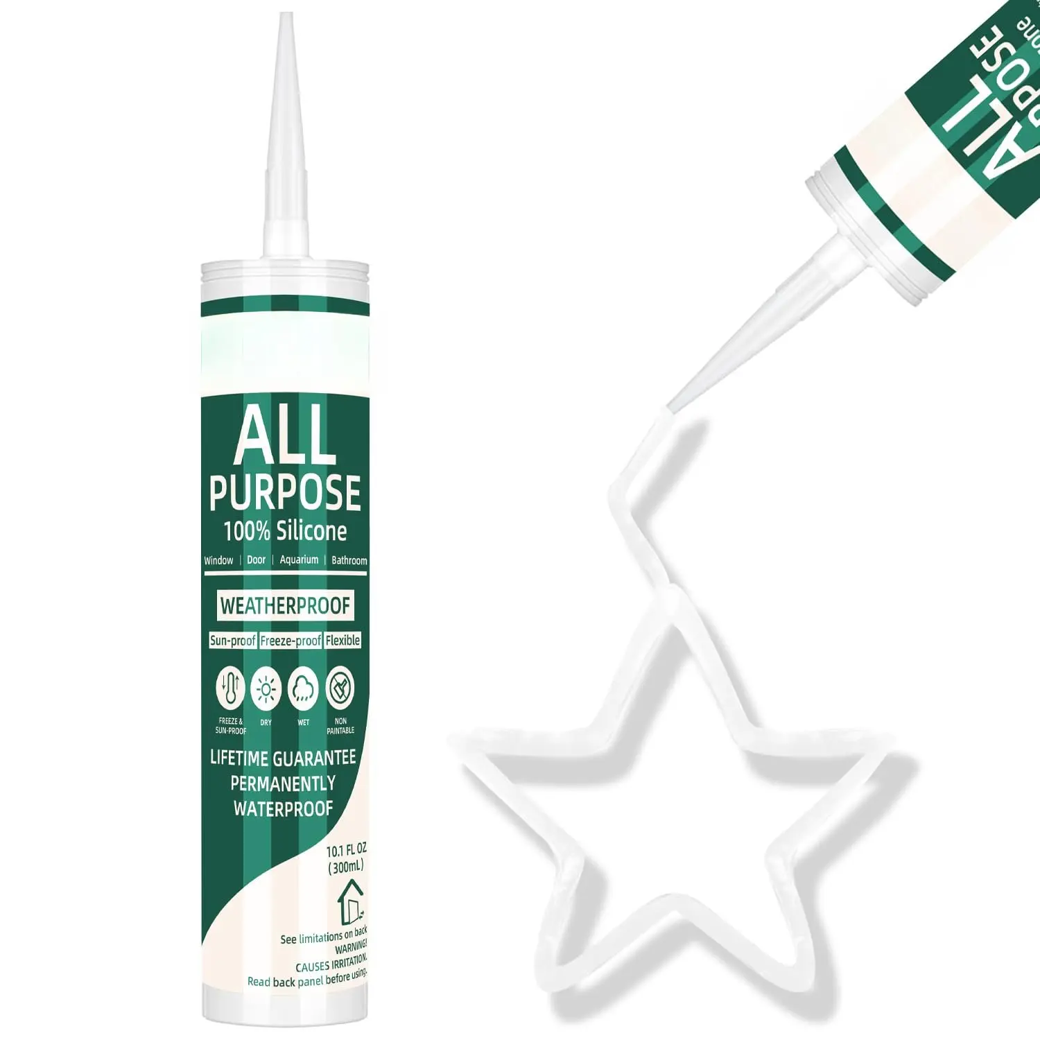 Clear   Caulk,   Sealant Outdoor , Flexible  Adhesive Caulking for Aquarium RV Roof Window Door Kitchen Bathroom Bathtub Shower Seal, 10.1 Oz, 1 Pack
