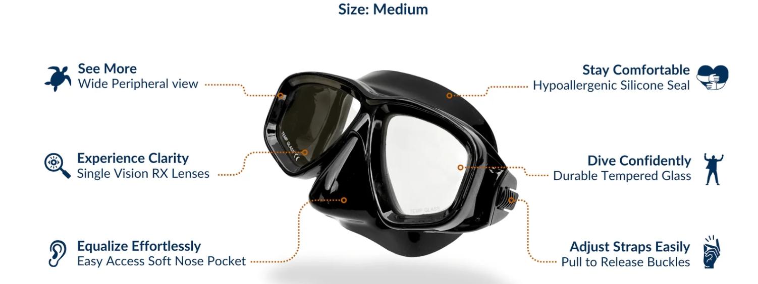 Customize Prescription Snorkel Mask, Optical Myopia Diving Goggles with Black Zipper Case