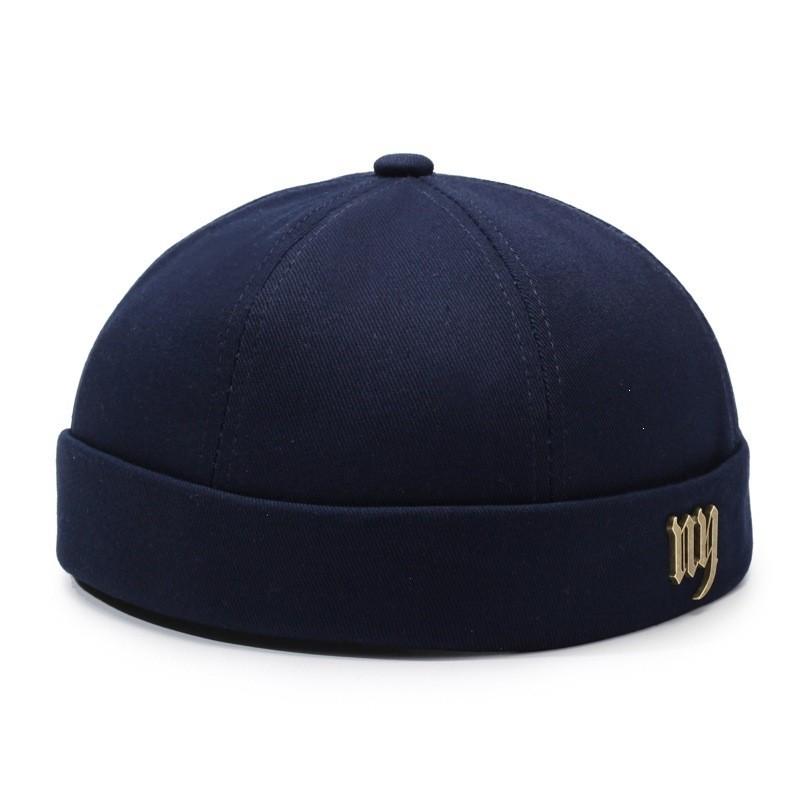 Vintage Gothic Ny Metal Letter Docker Hat, Skull Cap, Street Style, Neutral Hip Hop, Beanie with Gold Emblem, Casual Daily Wear