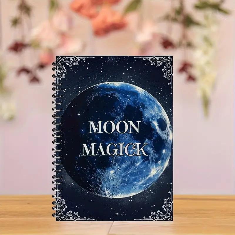 Witchcraft Practitioner Moon Magic Planner Book, Vintage Astrology Spellbook with Lunar Phase Tracker, Divination Rituals, A5 Notebook