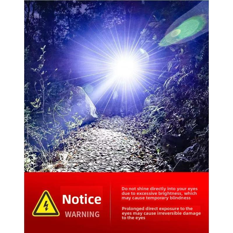 Super Bright Rechargeable Flashlight Torch, Adjustable Focus, Outdoor Camping, Fishing, Hunting, Rock Climbing, Emergency Use, High Lumens Flashlight, High Lumen Flashlights