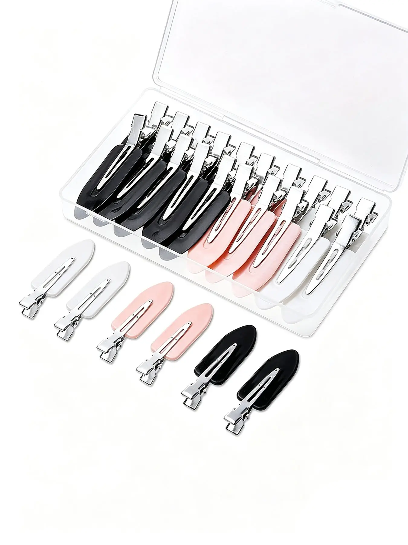 20 Pcs No Bend Hair Clips, No Crease Flat Barrettes in Storage Box, Creaseless Styling Pin Curl Clips for Hair Waves Bangs & Makeup Application