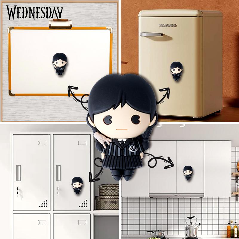 1pc Wednesday Officially Licensed Wednesday Fridge Magnets Cute Cartoon Figural Magnets for Locker Decorative Magnets for Refrigerator Office Kitchen Blackboard Gift for Family and Friend for Birthday Christmas