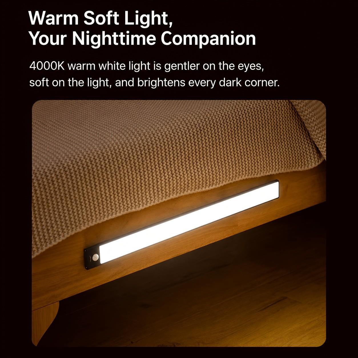 Three-Color Smart Sensor Cabinet Light, Wireless Under-Cabinet Lamp, 3 Bright Modes, Ideal for Kitchen, Hallway, Stairs, Entryway
