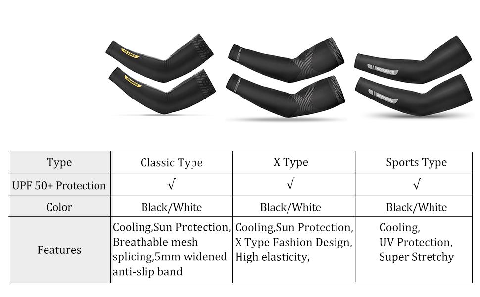 ROCKBROS Sun Protection Arm Sleeves Cooling for Running Golf Fishing Cycling