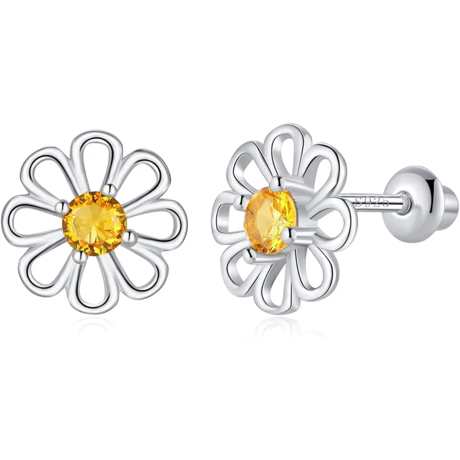 Sterling Silver Hypoallergenic Animal Stud Earrings for Girls Women - Butterfly Ladybug Unicorn Sloth Flamingo Dog Cat Turtle Angel Koala Daisy Panda Designs with Secure Screw Backs(Gift)