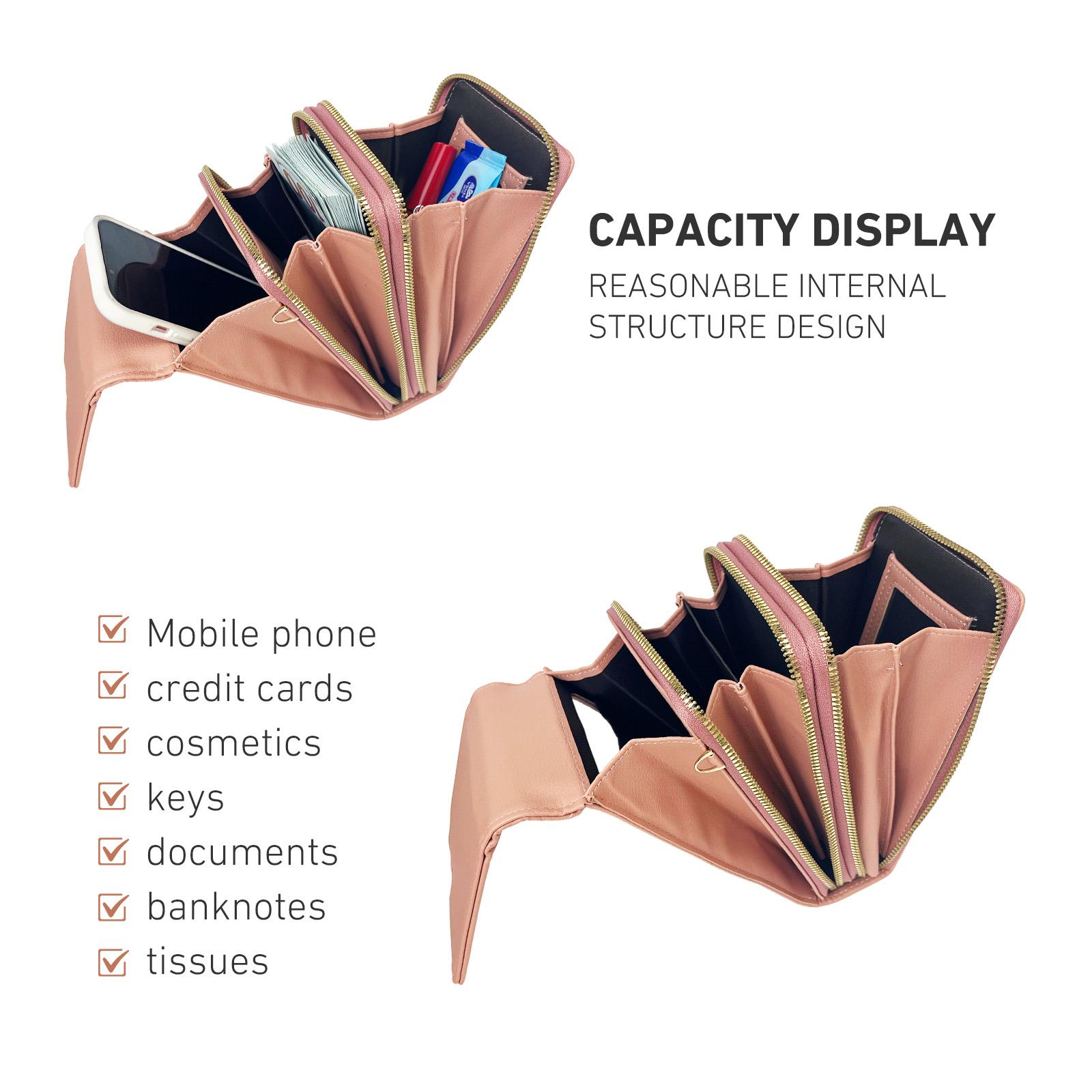 Women's Lightweight Small Crossbody Bag Phone Wallet Crossbody Purse Square Leather Crossbody Wallet for Travel Card Holder Document Bag Touchscreen Compatible SpringStatements