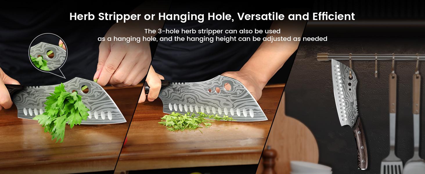 【TikTokShopSpringGlowUp】 SYOKAMI3-in-1 Kitchen Knife with Herb Stripper, 7" Asian Knife Combined with Chef Knife, Santoku, Nakiri, Ideal for All-Around Food Preparation—Slicing, Chopping, Dicing, Mincing, Christmas, Mother's Day Gifts 【TikTokShopSpringGlowUp】 SYOKAMI3-in-1 Kitchen Knife with Herb Stripper, 7" Asian Knife Combined with Chef Knife, Santoku, Nakiri, Ideal for All-Around Food Preparation—Slicing, Chopping, Dicing, Mincing, Christmas, Mother's Day Gifts