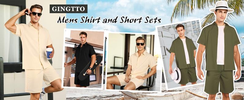 GINGTTO Men's Short Sets Summer Beach Outfits Men's 2 Piece Set Casual Short Sleeve Shirts and Shorts Vacation Sets Clothes Suits Tropical Fathersdaygift