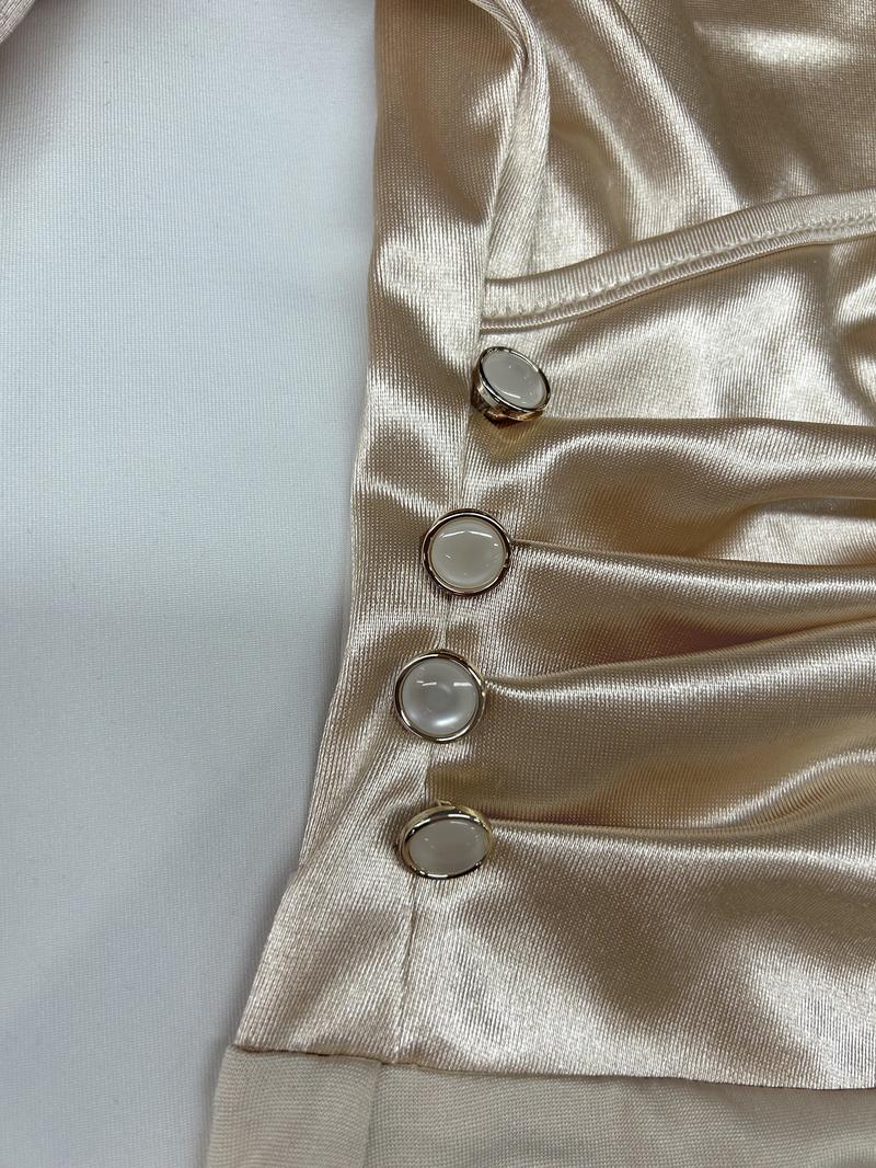 Women's Minimalist Long Sleeve Side Button Slim Fit Jumpsuit, Commuter Wear, Elegant Plain Pattern, Fall & Winter Fashion