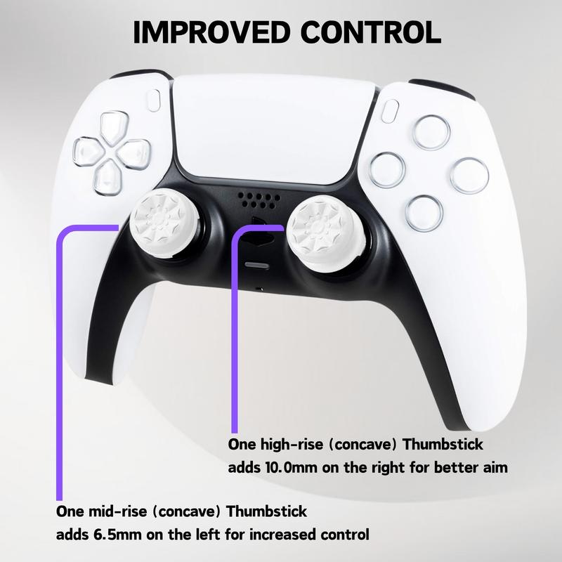Thumbsticks For PS5/PS4, Precision, Anti slip, FPS game, Aim boost, Comfort, 1 High-Rise & 1 Mid-Rise, Controller/Gamepad/Playstation/4/5/Xbox accessories
