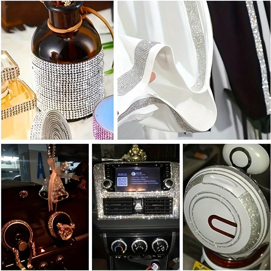 0.9cm Wide 91cm Long Crystal Self-adhesive Strip, Rhinestone Strip Decorative Strip, Clothing Sewing Accessories, Clothing Color DlY Ribbon Sticker, Rhinestone Tape Roll, Used For DIY Crafts, Wedding Party Decoration, Car Phone Clothing Bag Decoration