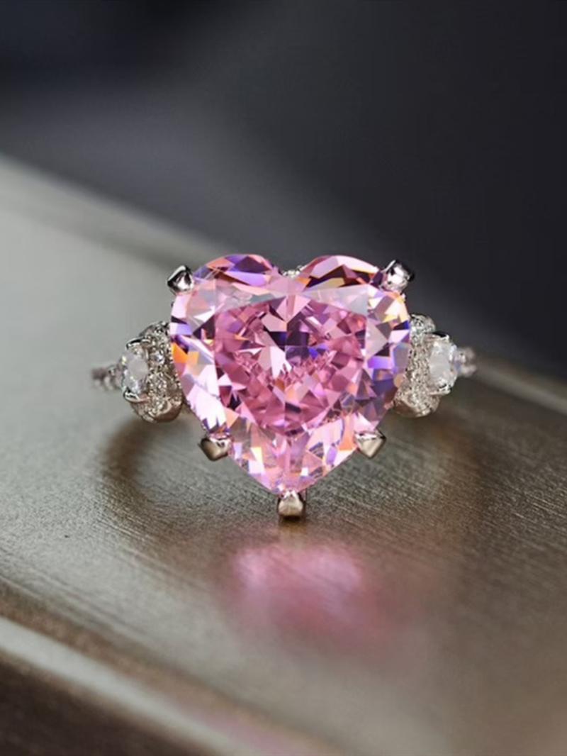 1 Piece Elegant Heart Shaped Artificial Zircon Ring, Fashion Accessories for Women, Trendy Accessories for Party and Daily Life, Valentine's Day, Girlfriend Gifts