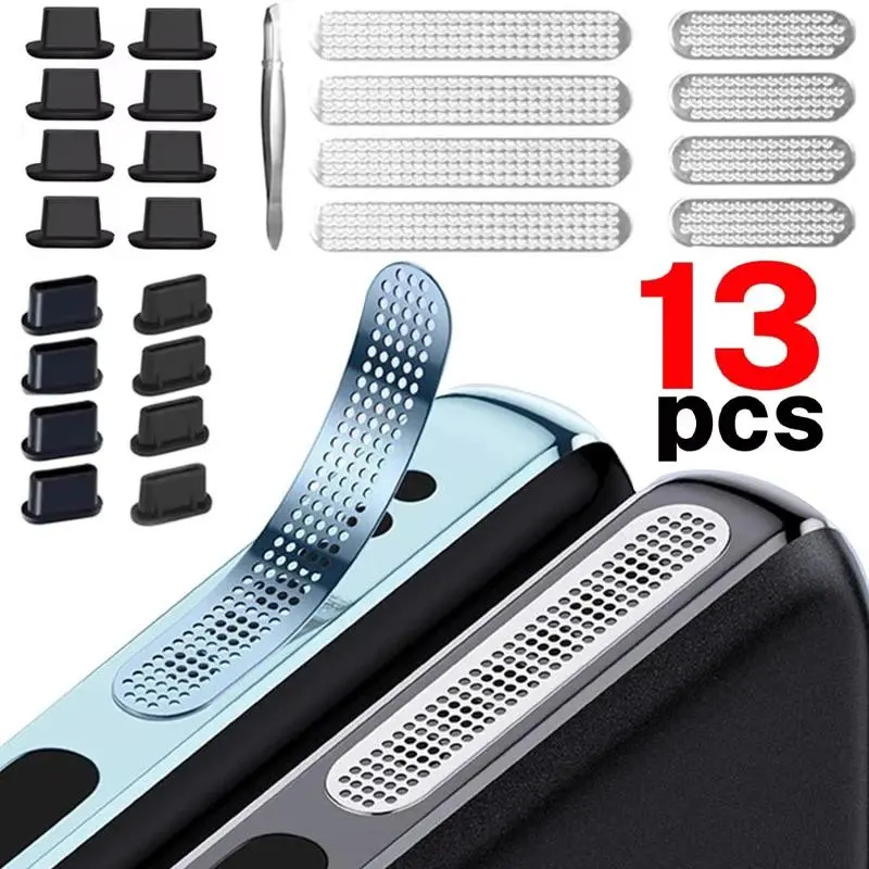 Universal Mobile Phone Speaker Dust Mesh Sticker Micro USB Type C Phone Port Protector Dust Plug Tweezers Kit For iPhone Samsung