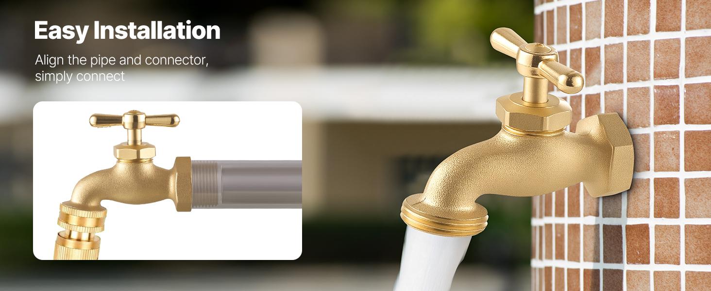 VEVOR Hose Bibb, 3/4 MIPx 3/4 MHT Connection, Multi-Turn Garden Valve, Heavy Duty Brass Hose Bib, Outdoor Water Faucet Spigot, Brass Plumbing Fitting, Compatible with Copper, Galvanized Pipes VEVOR Hose Bibb, 3/4 MIPx 3/4 MHT Connection, Multi-Turn Garden Valve, Heavy Duty Brass Hose Bib, Outdoor Water Faucet Spigot, Brass Plumbing Fitting, Compatible with Copper, Galvanized Pipes