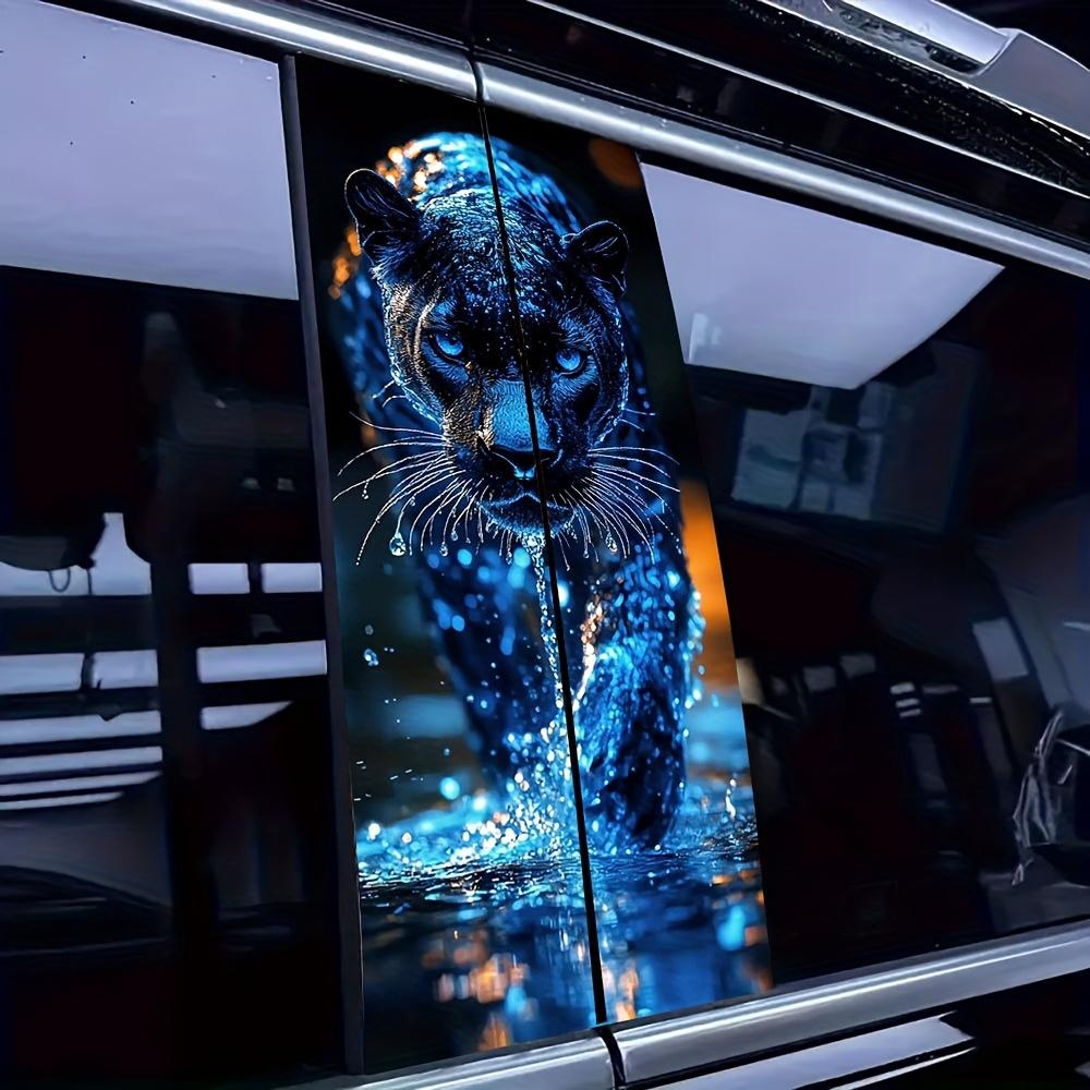 2-piece Angry Leopard - Leopard Skin Vinyl Car B-pillar Protective Stickers for Water Walking, Sticker For Cars, Self Adhesive Protective Film