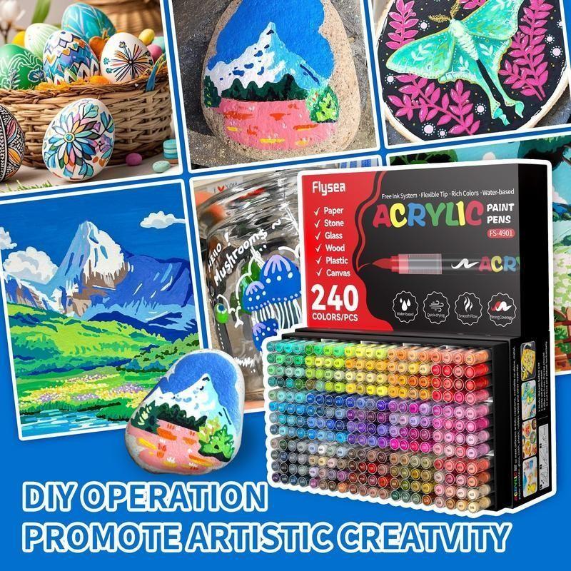 Acrylic Paint Soft Brush Markers Set, Soft Brush Tip, Automatic Ink Control, Paint Markers for Wood, Stone, Canvas, Glass, Fabric, DIY Crafts, Art Marker Pens, DIY Painting Supplies, Artist Supplies