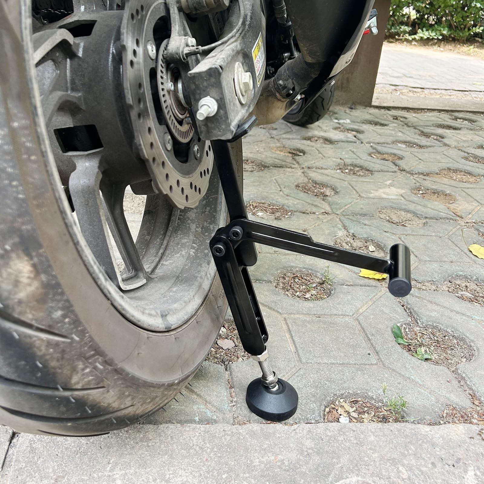 Motorcycle Foldable Lift Support Stand, Adjustable Rack, Stable Motorcycle Crane Frame with Upgraded Handlebars