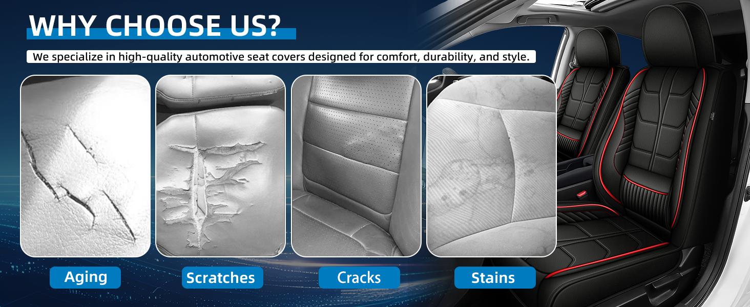 Leather Seat Covers for Honda CR-V/CRV 2015-2026 - Full Set with Lumbar Support | Waterproof, Easy to Install, Stain-Resistant Car Seat Protector