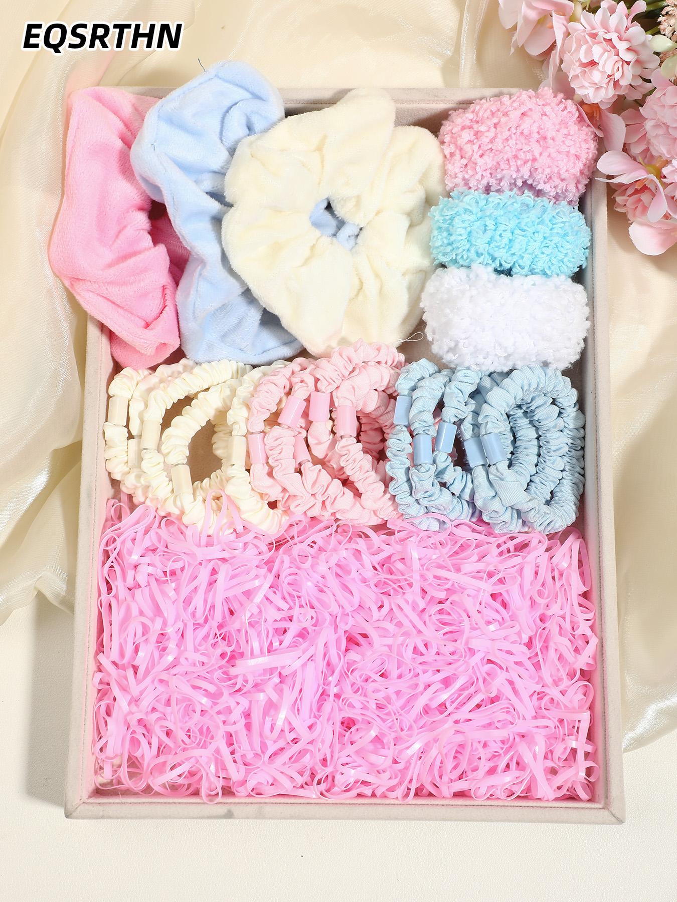 1021pcs Sweet Fantasy Girl's Wind Hair Accessories Set Large Intestine Hair Ring Small Intestine Hair Ring Small Rubber Tendons Suitable for All Daily Hairstyles Korean Dopamine Aesthetic High Elasticity Not Harm Hair Strong Non-slip Not Lean Hair Suitabl