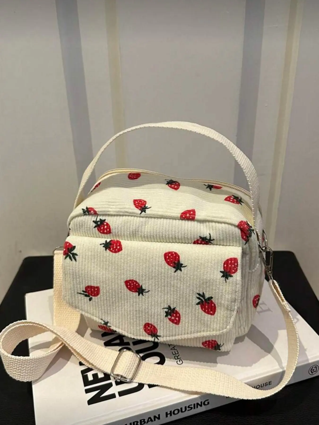 Cute Strawberry Shoulder Crossbody Bag for Women, Adorable Handbag with Phone Pocket, Perfect for Valentine's Day and Casual Outings