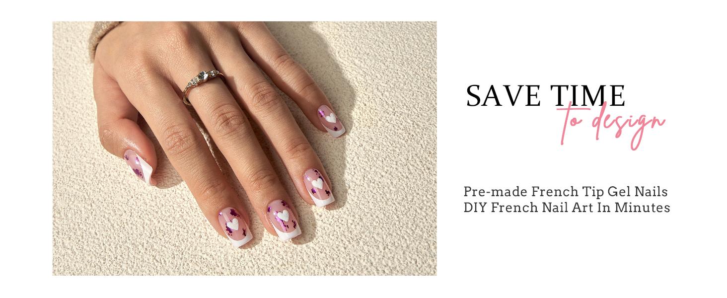 BTArtboxnails XCOATTIPS Press on Nails - 150pcs Pink Short Square or Almond or Coffin French Tips, Pink Soft Gel False Nail, Soak Off Acrylic Fake Nails Extensions Bfsfj-L-Kit-Pink