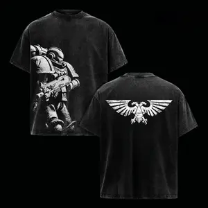 Space Marines From Warhammer 40K Graphic Tee, Oversized Heavyweight Cotton Tees, Vintage Washed Y2K, Gaming Fan Gift, Game Merch, Gift For Warhammer Fans