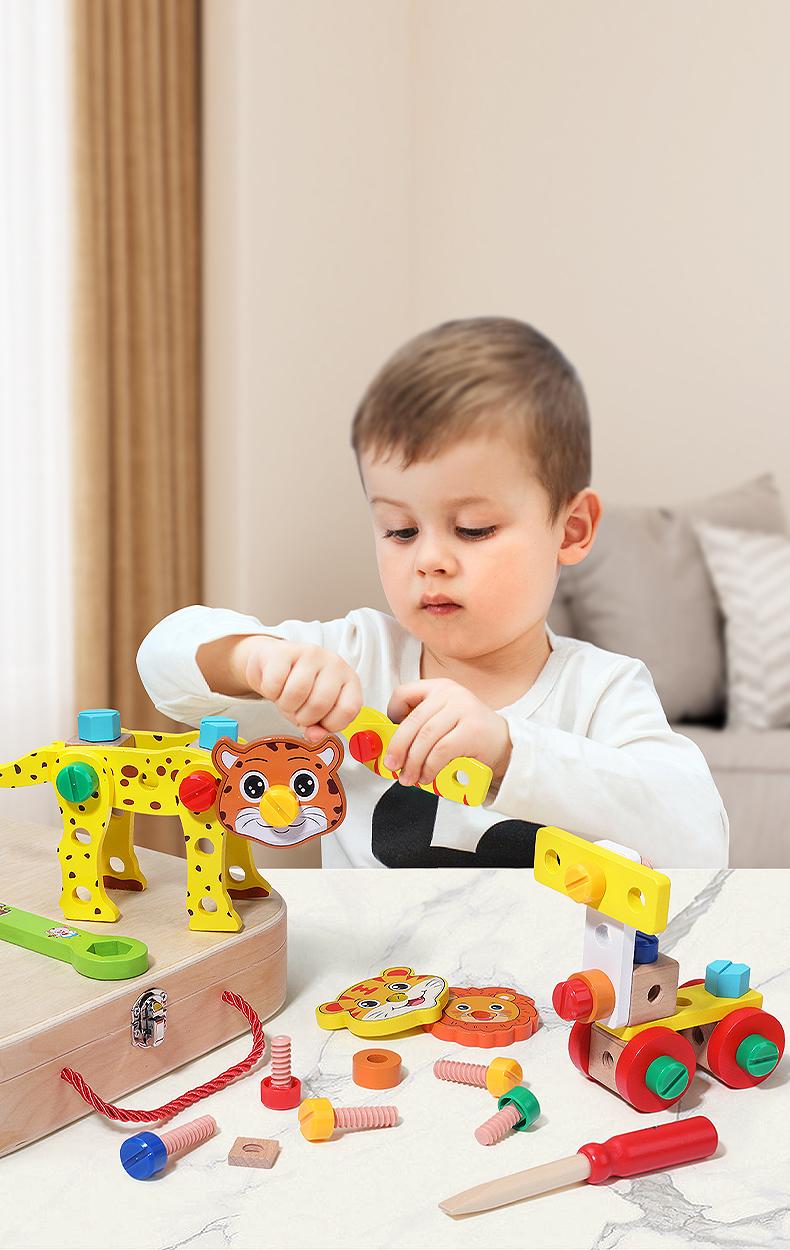 Children's Animal Assembly Toolbox, Funny Wooden Tools Toy, Play House Preschool Education Educational Toys, Create Thinking&Hands-On Ability, , Birthday Children's Day Gifts For Boys Girls