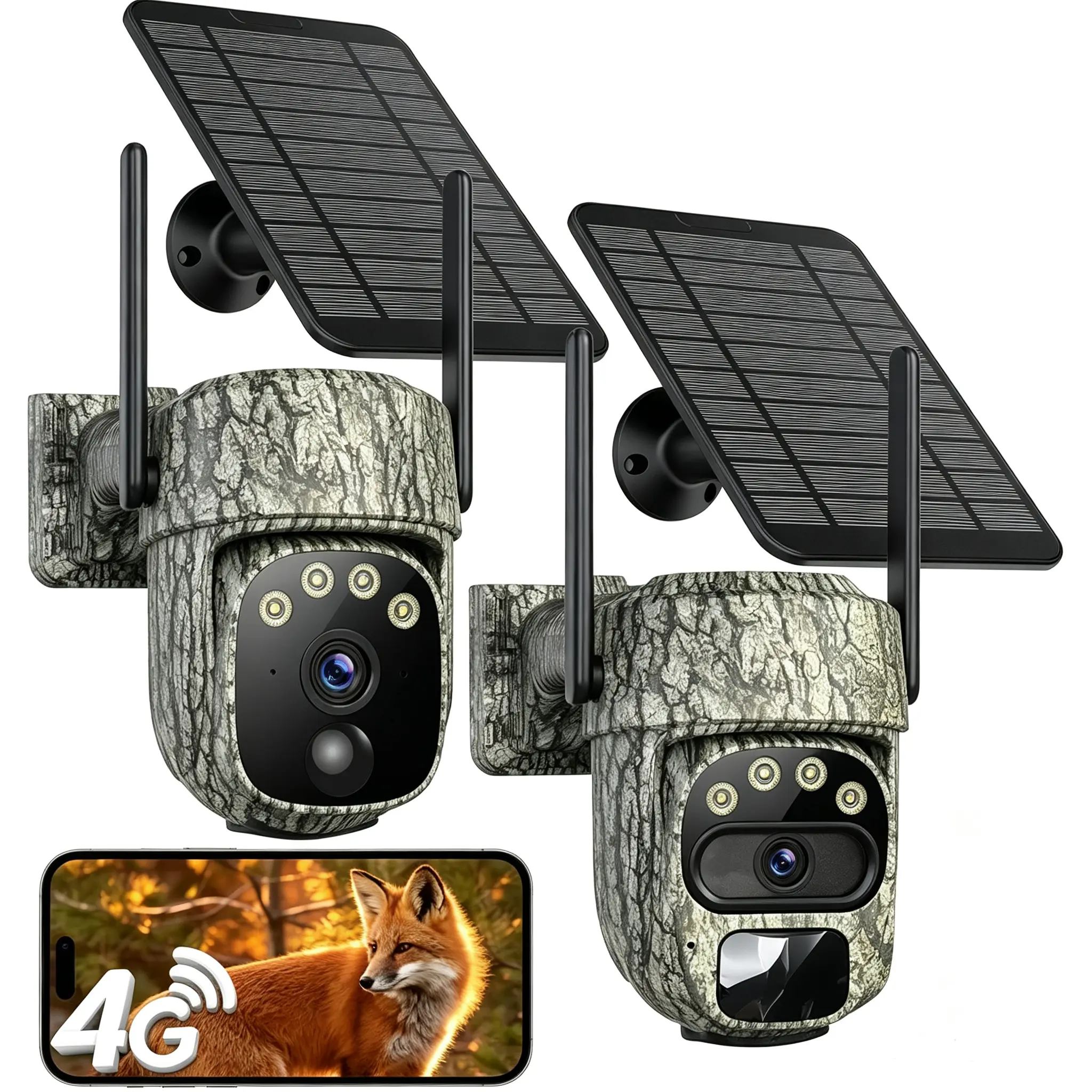 4G LTE Cellular Trail Camera - 360° Live Stream Security Camera with Solar Power for Outdoor Wildlife Monitoring