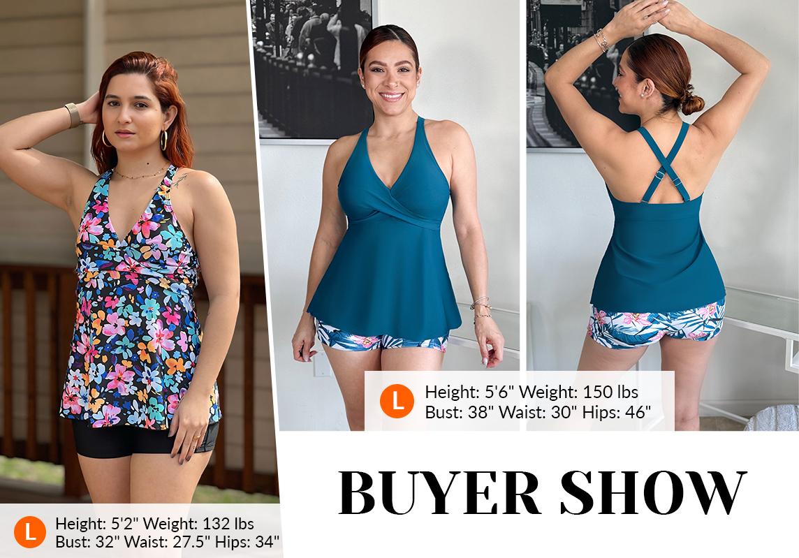 Aqua Eve Tankini Swimsuits for Women- Flowy Two Piece Bathing Suit with Shorts Tummy Control Swimwear