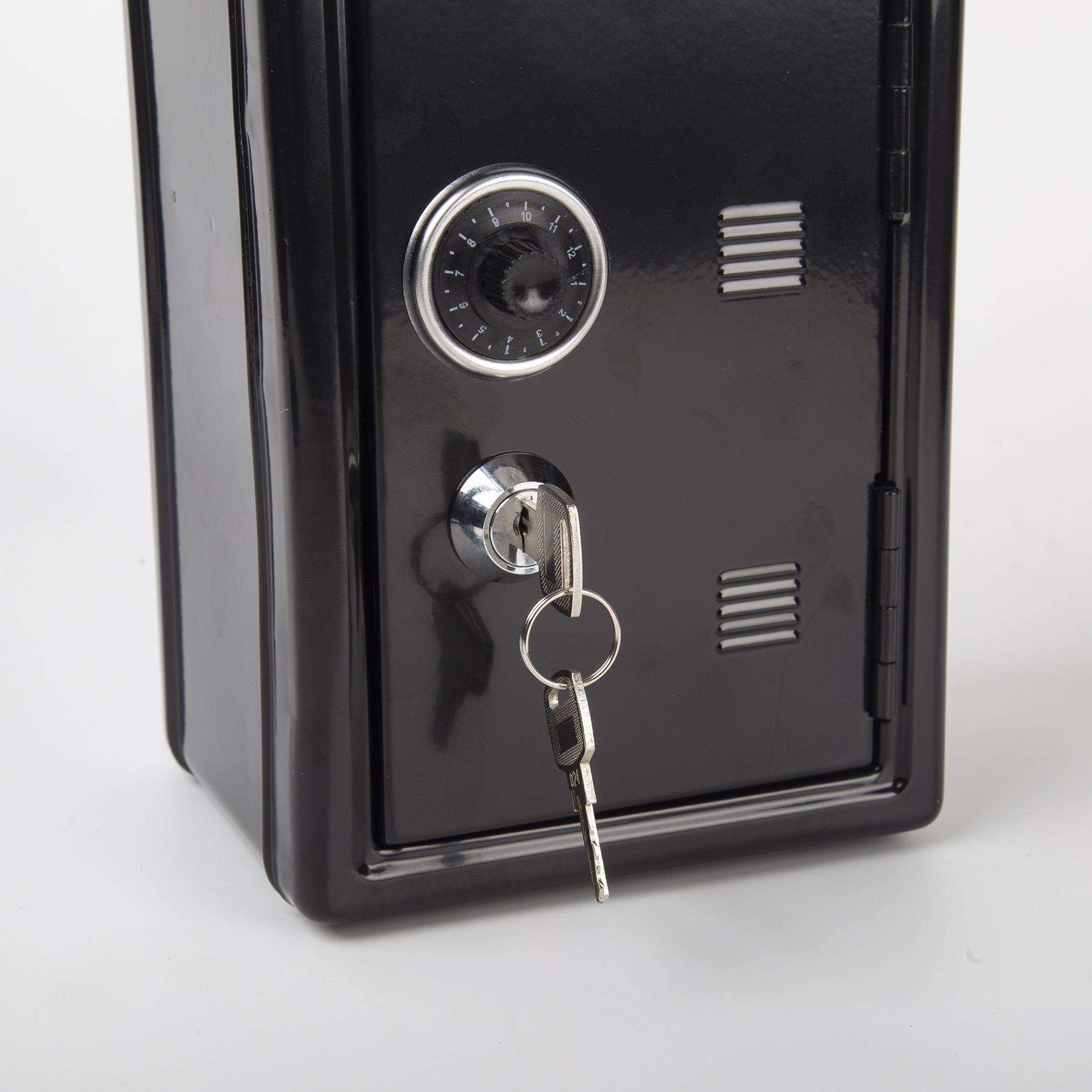 Mini Safe Piggy Bank, Creative Metal Storage Box with Password & Key Lock, Cash & Coin Organizer
