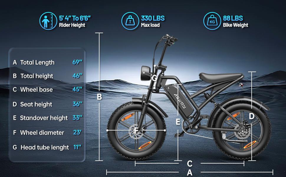 (12 MONTH WARRANTY) ASKMY Electric Mountain Bike with 35 MPH in the pure electric mode, paired with pedal assist;15 Ah battery; 20'' * 4'' fat tires; 7 speed gears; eco-friendly e-bike for adventure lovers, hunting lovers, urban youths on virous terrains