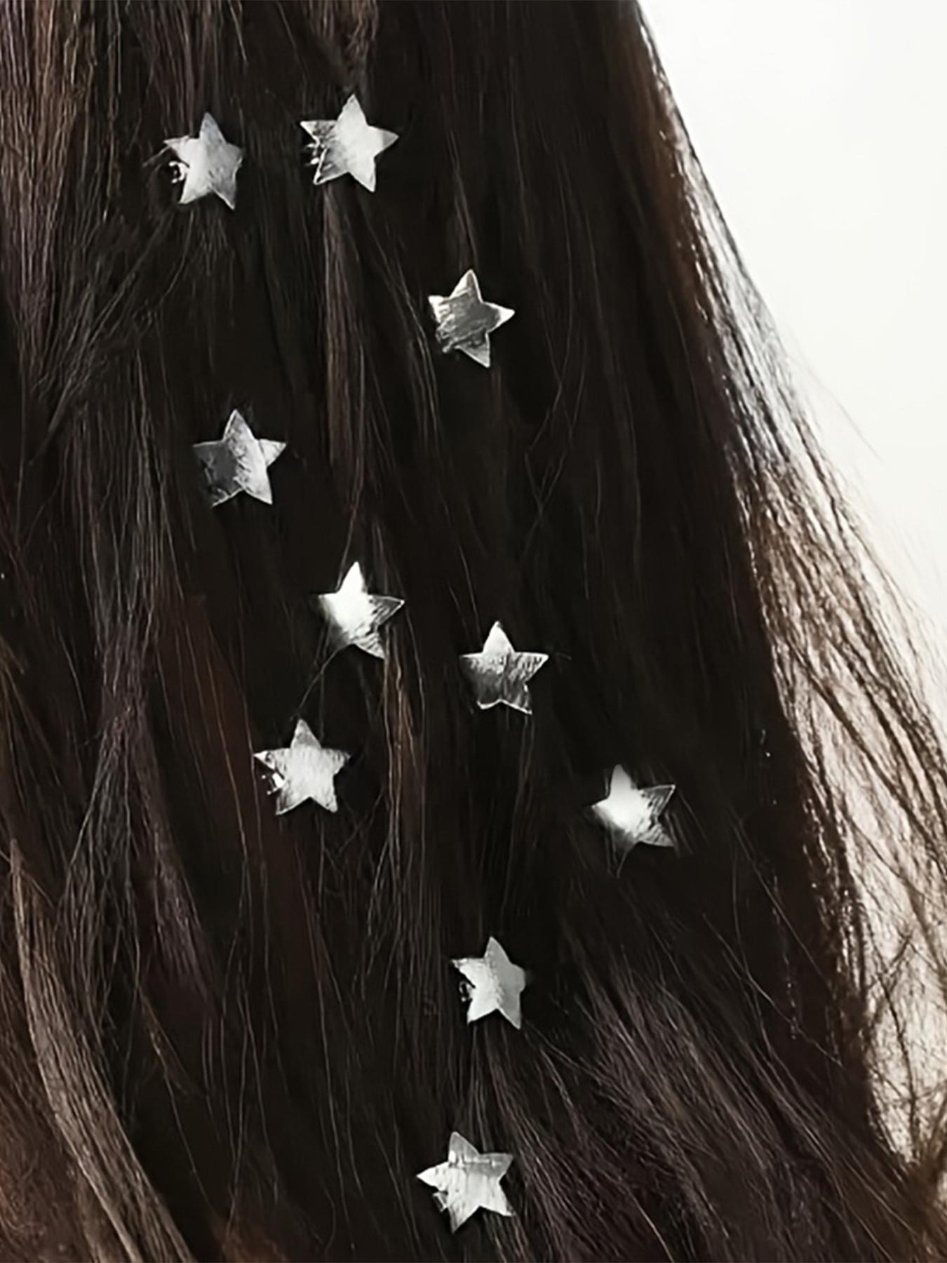 10pcs Star Braided Hair Clips, Metal Pull-Through Bean Clip, Unique Fashion Hair Accessories, Stylish and Trendy Design