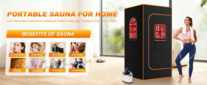 Lilypelle Upgraded 2 Person Portable Sauna Box, Extra Large Portable Steam Sauna for Home,Personal Sauna Tent Full Body with 2 Steamers, 2 Folding Chair,Remote Control