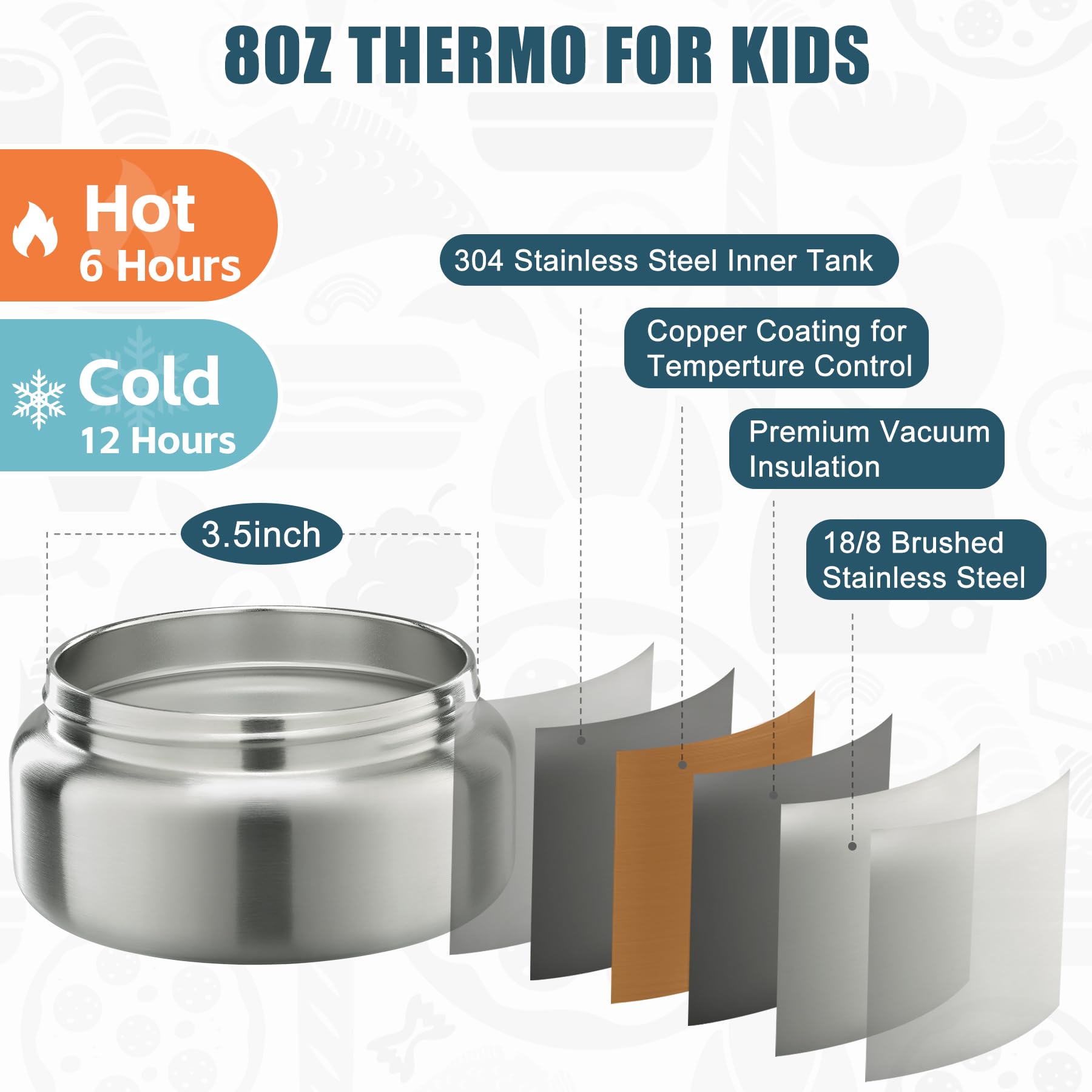 Bento Lunch Box Set for Kids🍗🥦🍓🍰🍲 with 9.5 oz Soup Thermo, Leak-Proof Lunch Containers with 4 Compartment, Kids Thermo Hot Food Jar ，BPA Free ， Utensils for Girl Boy School, Microwave Dishwasher Safe