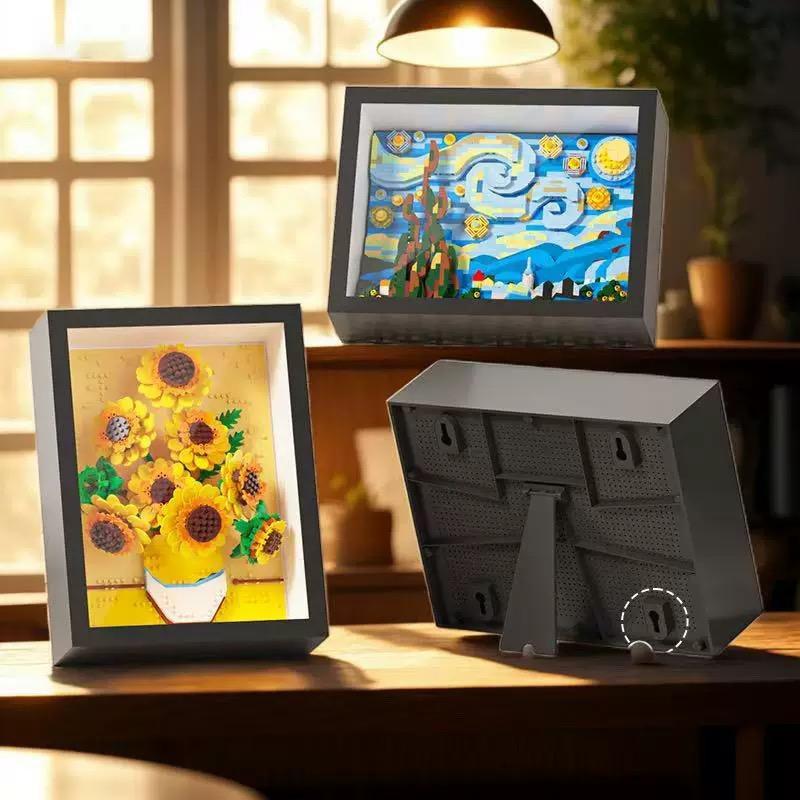 Sunflower Flower Building Blocks Set -Plant Collection Art Micro Architecture Model Home Decor Wall Art Adult Teen Architecture Kit Starry Night Van Gogh Toy Gift Lego Children's Decor Painting World Famous Art Gift