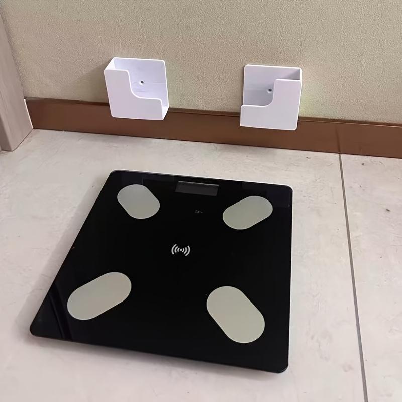Wall-Mounted Weight Scale Storage Rack Bracket - No-Trace Adhesive Mount, Durable Plastic Space-Saving Design for Bathroom & Home Gym, Compatible with Body Fat Scale & Fitness Equipment, Bathroom Storage Rack, Sleek Appearance