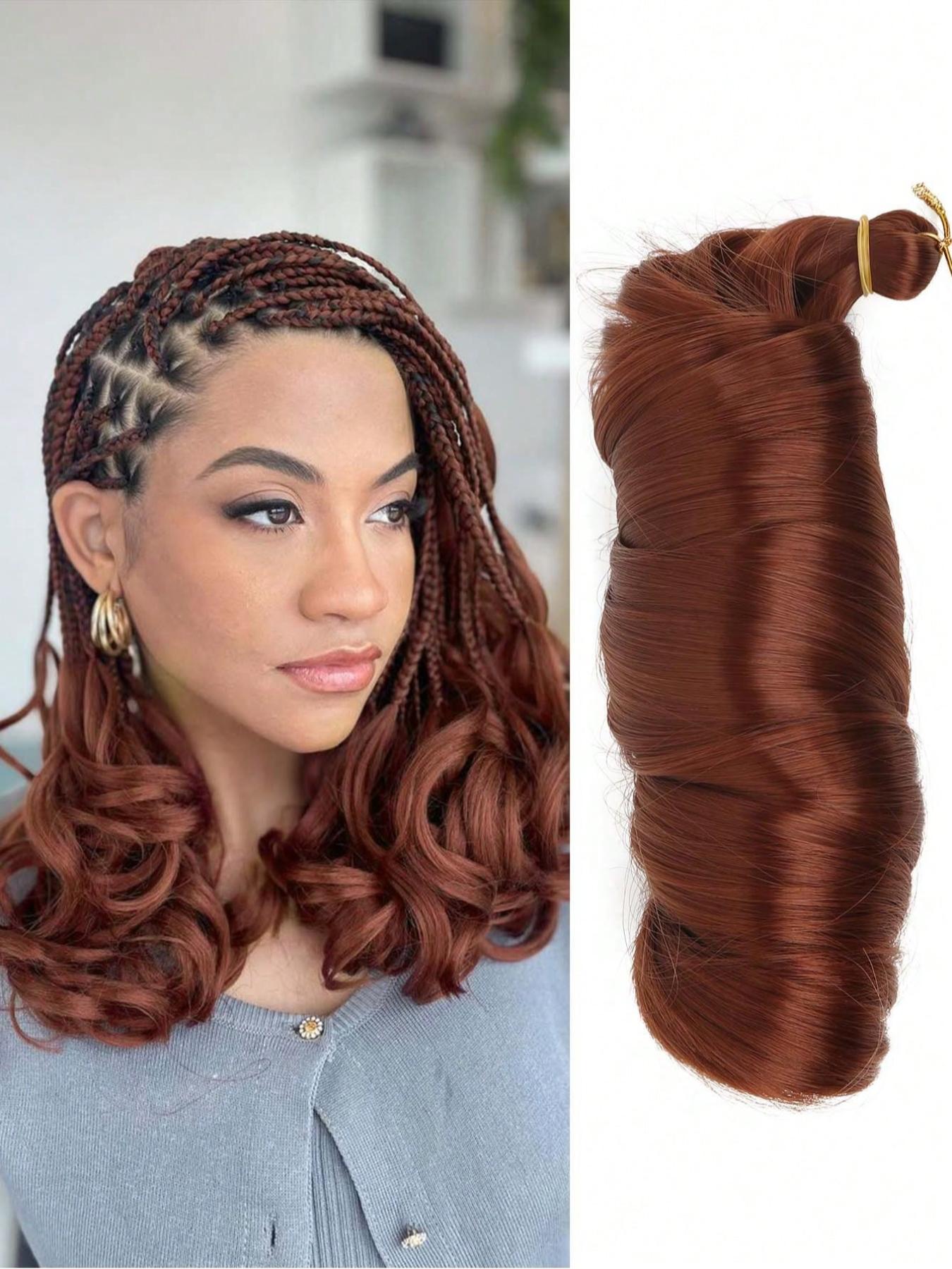 14 Inch Synthetic French Curly Crochet Hair, Heat Resistant Loose Water Wave Braiding Hair Extensions, Ginger Orange Wavy Curls for Women Daily Party Holiday, Synthetic Hairpiece