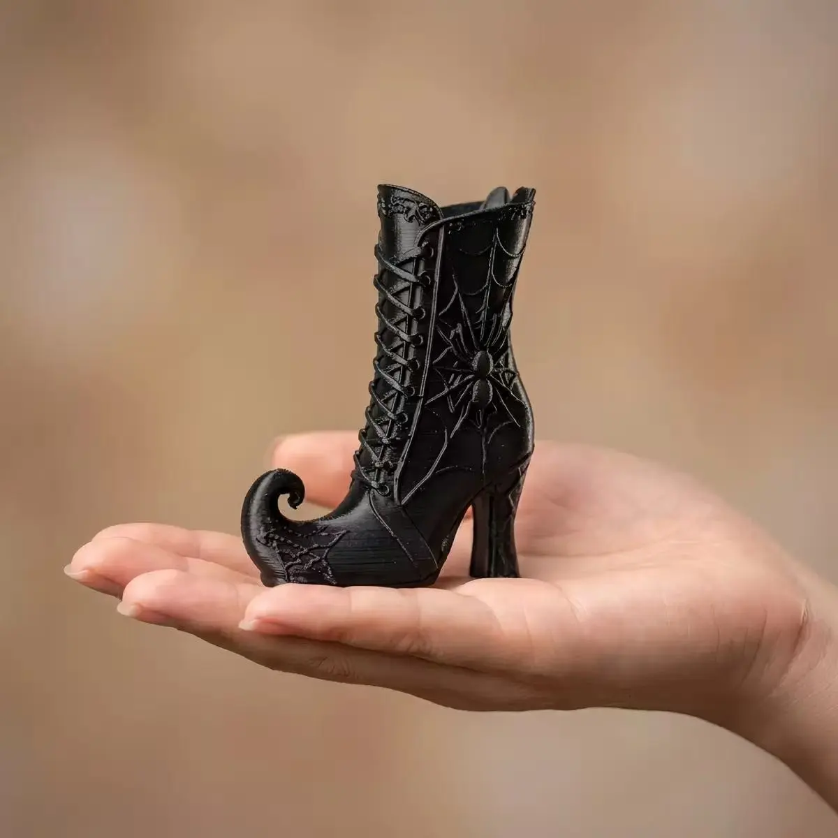 Halloween Witch Boot Vase, 3D Printed Spider Web Decor, Gothic Floral Holder, Modern Table Centerpiece, Fall Home Decoration