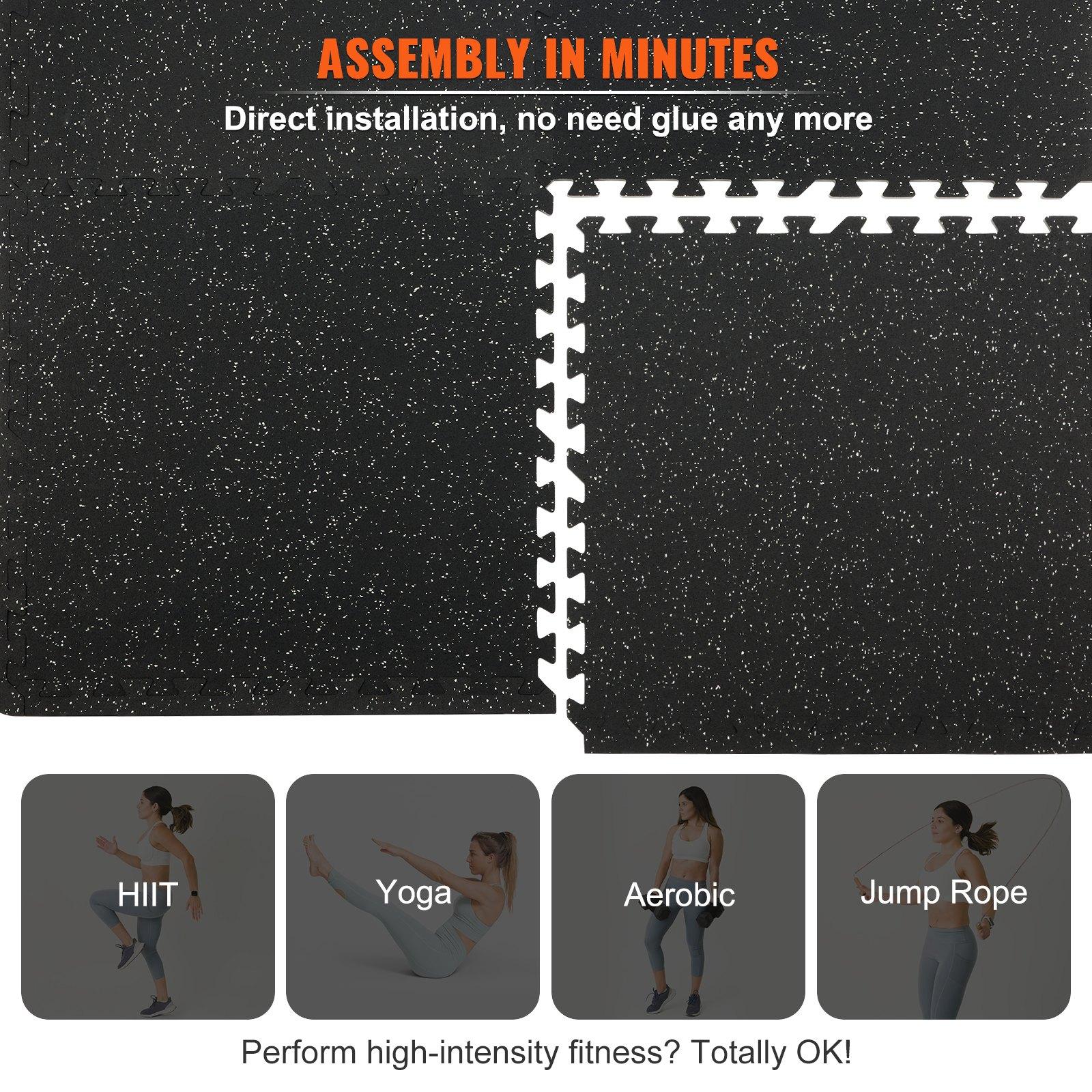 VEVOR EVA Interlocking Foam Floor Mats, 0.56 in Thickened 12 Pcs Puzzle Rubber Tiles, 24x 24 in Exercise Floor Mat for Workout Fitness, Heavy Duty Flooring Mats for Home, Gym, Office-48 Sq Ft