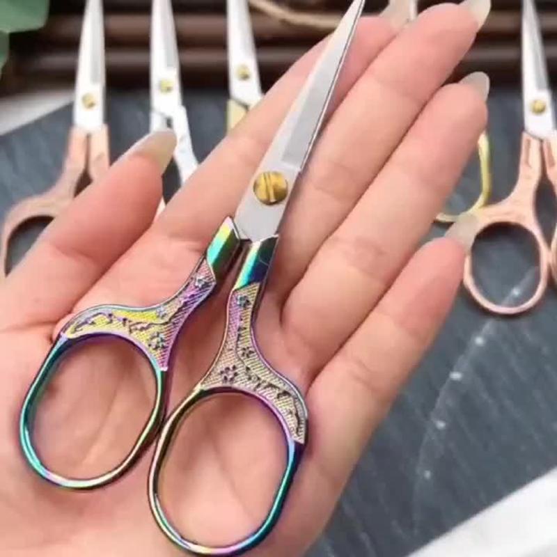 Retro Embroidery Sharp Scissors Set, Craft Sewing Scissors with Pointed Tips, Multi-purpose Detail Beauty Scissors for Office, Home, Kitchen, School