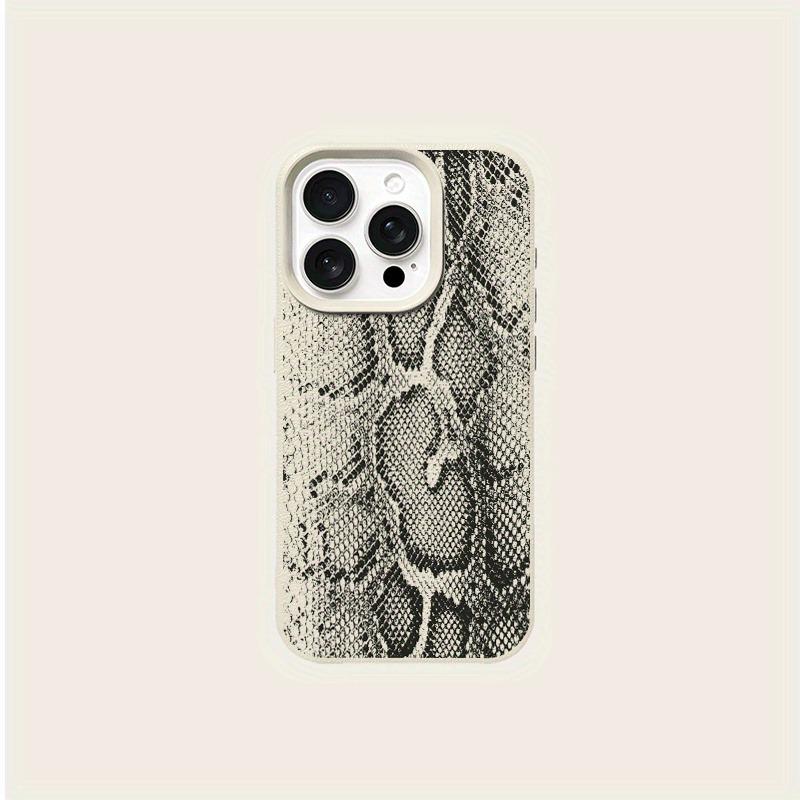 Snake Skin Pattern Phone Case for iPhone 11 to 17 Pro Max, Full Body Protection Tpu Shockproof Cover, Lightweight Anti-Slip Soft Vintage Case in Antique