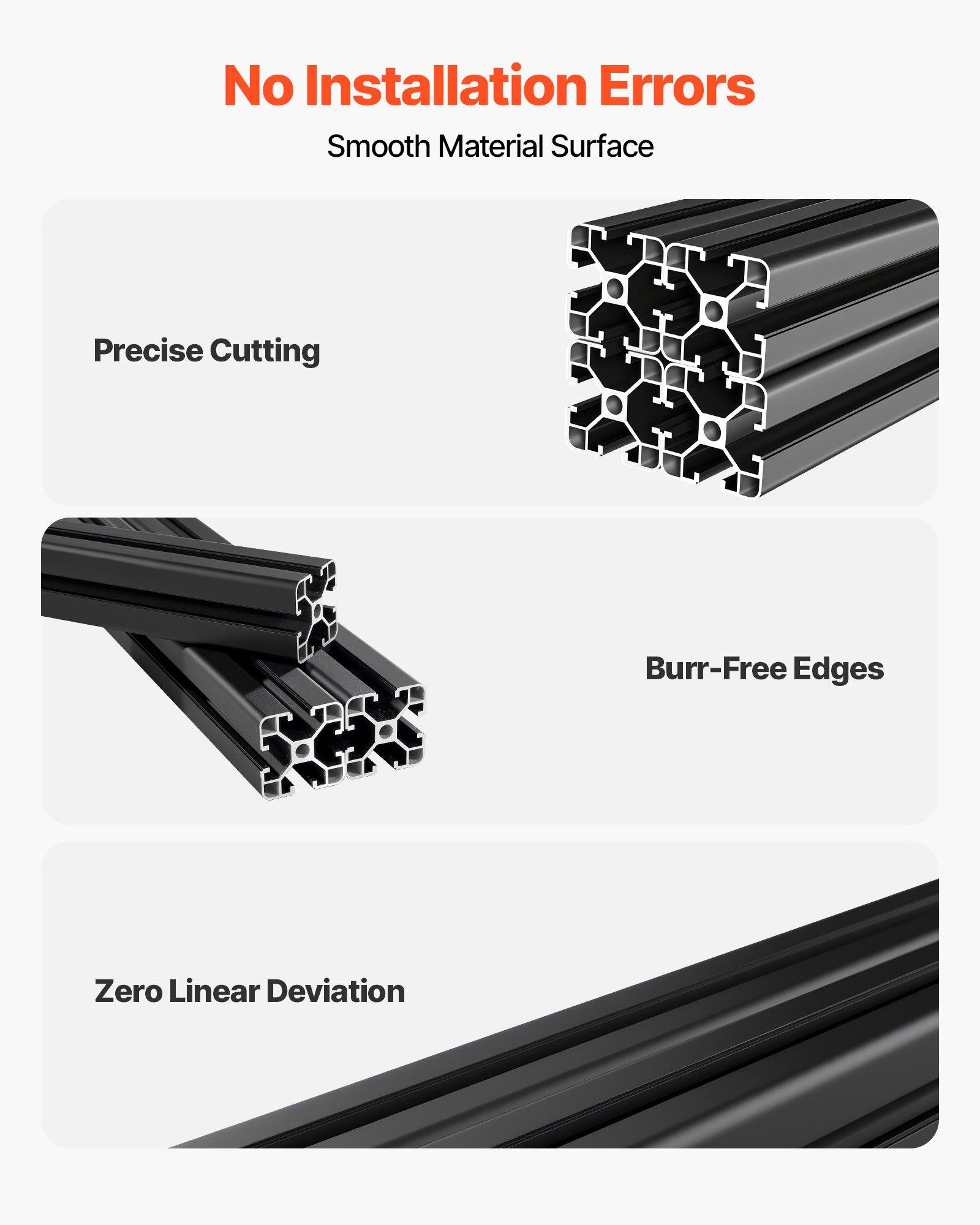 【FathersDayGift】 VEVOR 4PCS 4040 Aluminum Extrusion Profile, 15.75 Inch 400 mm, T Slot European Standard Anodized Linear Rail, High-Strength Extruded Aluminum Rail, for 3D Printer Parts and CNC DIY Workbench, Black