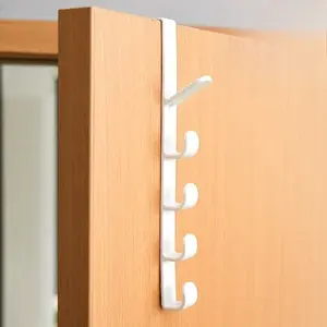 5pcs Clothes Hanger Hook, Hole-Free Door Back Hook, Strong Hat Rack, Wardrobe Mobile Hanging Hook, Storage Hooks