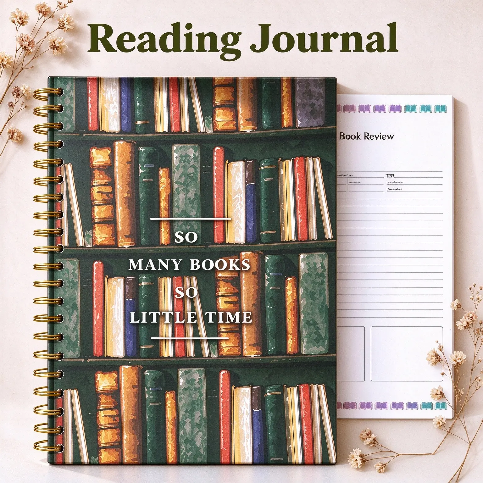 Vintage Reading Tracker Journal for Book Lovers, Fill Blank Journal, So Many Books So Little Time Spiral Notebook, Undated Reading Log for Book Reviews & Reading Progress, BookTok Bookish Literary Gift, Book Club Reading Planner for Readers Christmas Gift